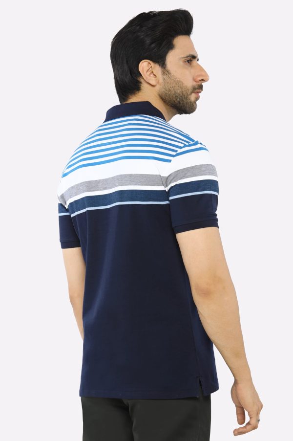 Blue Yarn Dyed Polo For Cheap