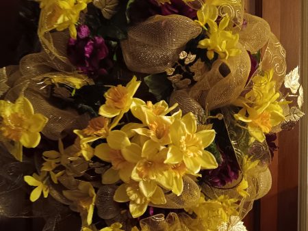 SOLD- One of a kind Handmade Wreath- Yellow, Gold, Purple Supply