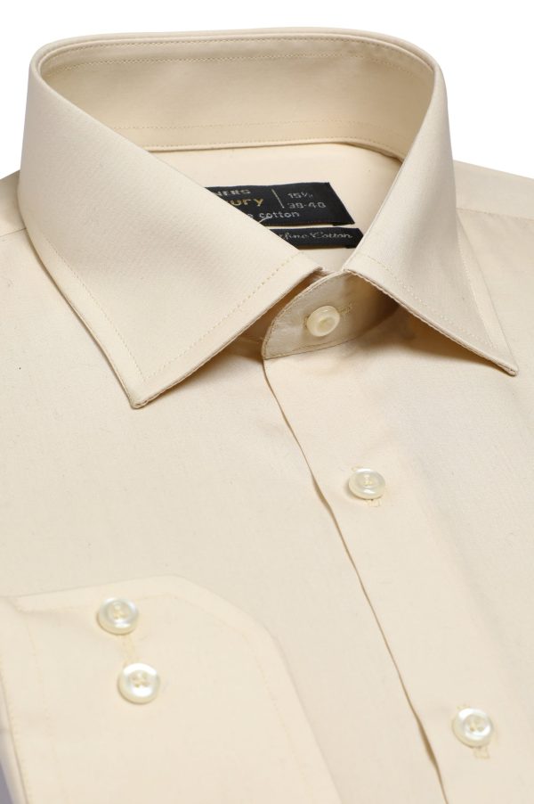 Cream Plain Formal Shirt on Sale