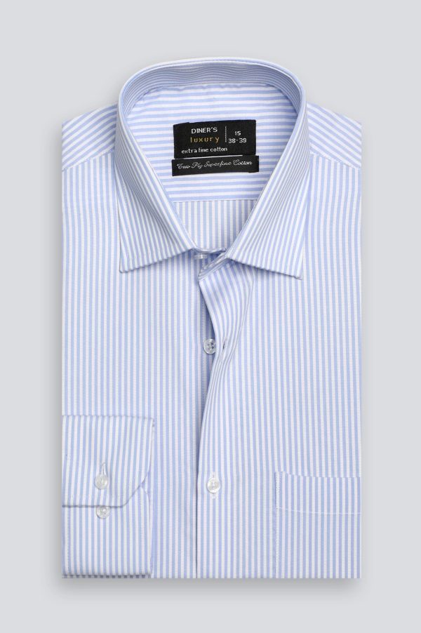 Light Blue Bengal Strieps Formal Shirt Online Sale