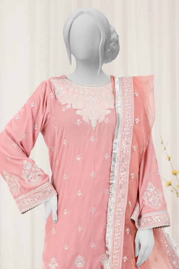 Light Pink Embroidered 3PC Unstitched Hot on Sale