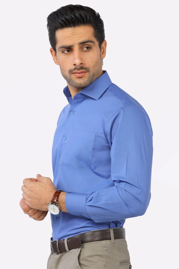 Dark Blue Plain Formal Shirt Hot on Sale