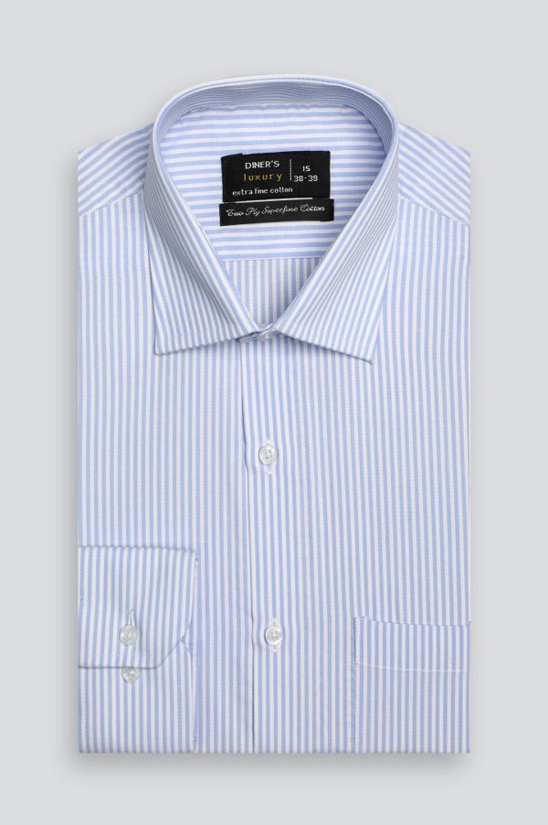 Light Blue Bengal Strieps Formal Shirt Online Sale