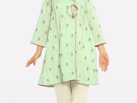 Light Green Printed Girls Kurti Fashion