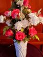 SOLD- One of a kind Rose Bouquet Arrangement- White Vase Discount