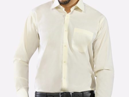 Cream Plain Formal Shirt on Sale