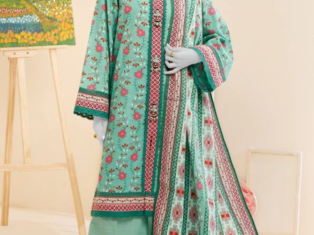 Green Printed 3PC Unstitched For Discount