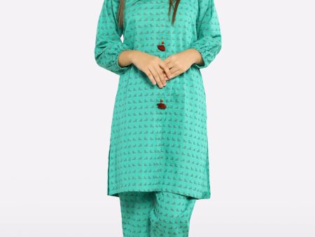 Sea Green Stylised Girls 2PC For Discount