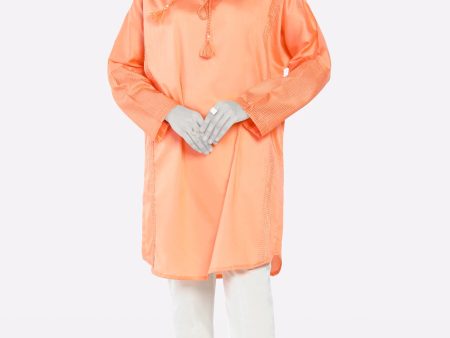 Peach Fusion Kurti For Cheap