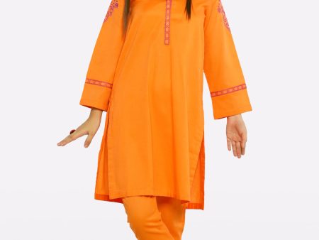 Orange Embroidered Teens 2PC Supply