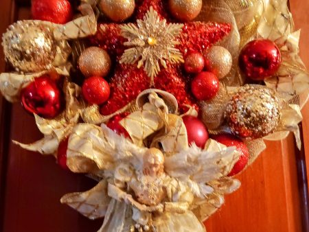 Handmade Wreath- Angel, Red and Gold Online Hot Sale