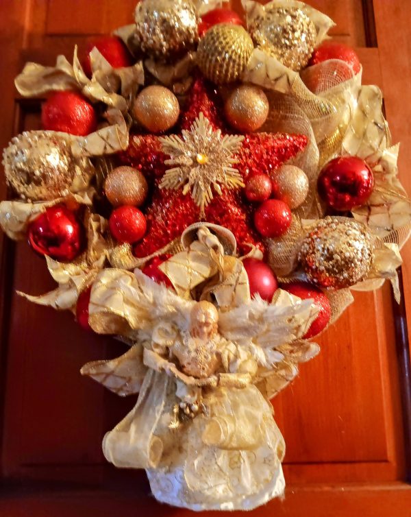 Handmade Wreath- Angel, Red and Gold Online Hot Sale