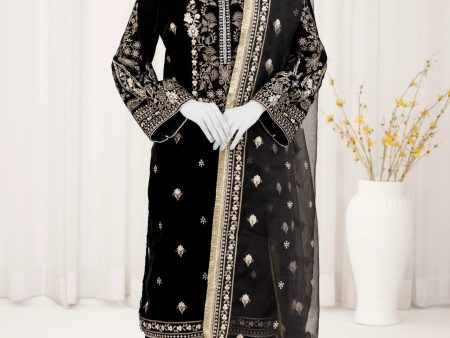 Black Embroidered 3PC Unstitched Online Hot Sale