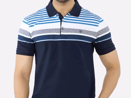 Blue Yarn Dyed Polo For Cheap