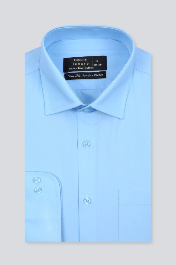 Blue Plain Formal Men Shirt Online Sale