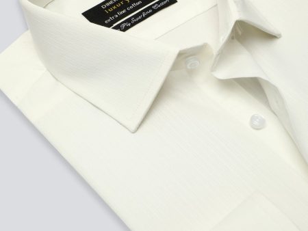 Off White Stripe Textured Formal Shirt Online Hot Sale