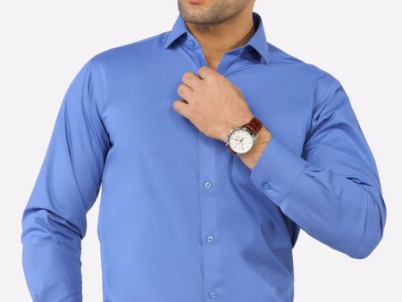 Dark Blue Plain Formal Shirt Hot on Sale