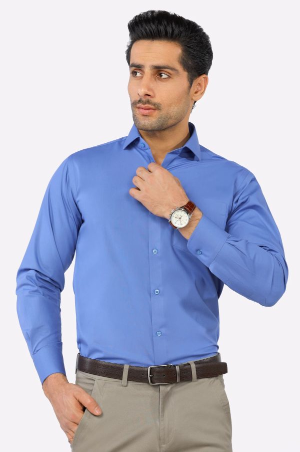 Dark Blue Plain Formal Shirt Hot on Sale