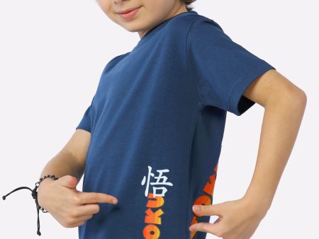 Navy Blue Goku Graphic Printed T-Shirt For Sale