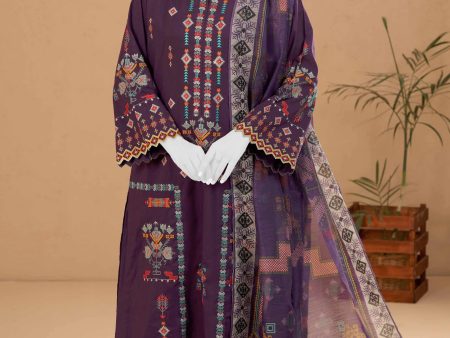 Dark Purple Embroidered 3PC Unstitched Online Hot Sale