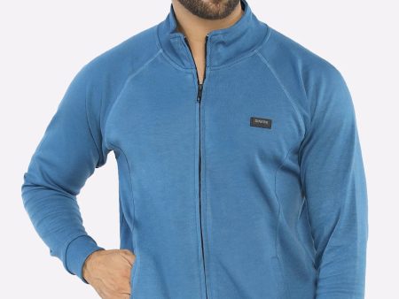 Blue Zipper Badge Sweatshirt Online Hot Sale