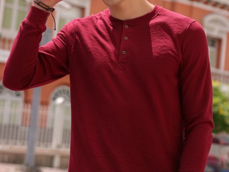 Burgundy Full Sleeves T-Shirt For Discount