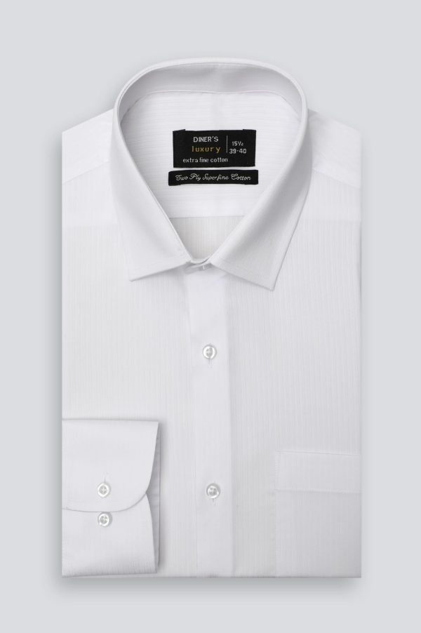 White Stripe Textured Formal Shirt Fashion