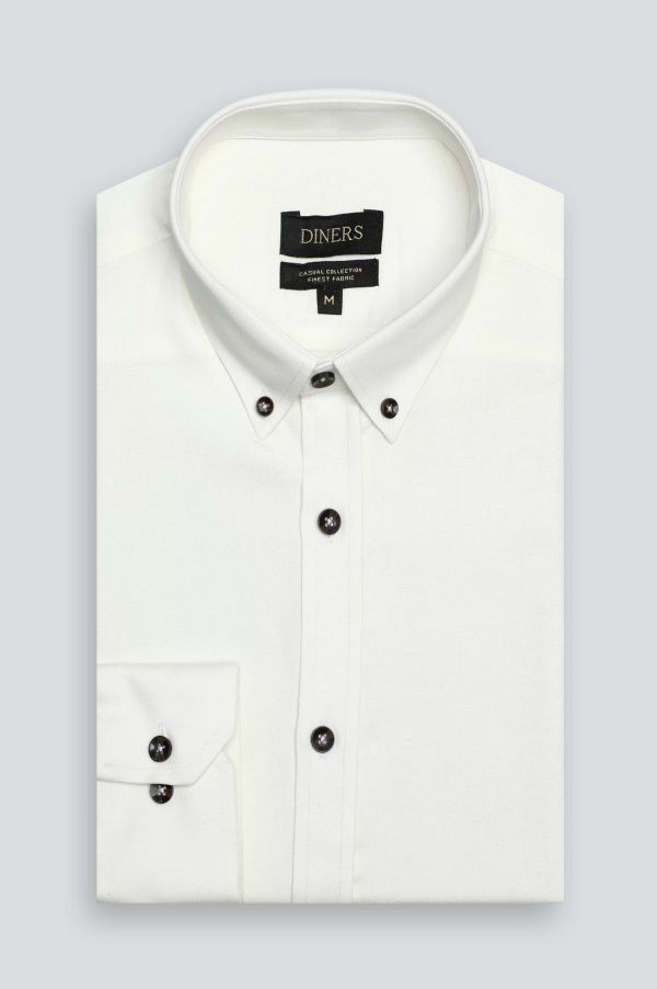 White Plain Casual Shirt Online Hot Sale