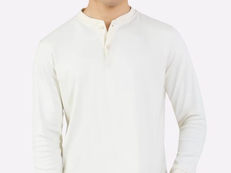 Off White Knitted Henley Shirt Online Sale