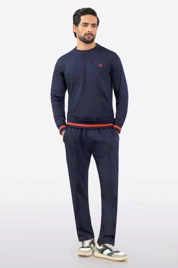 Navy Blue Round Neck Sweatshirt Online Hot Sale