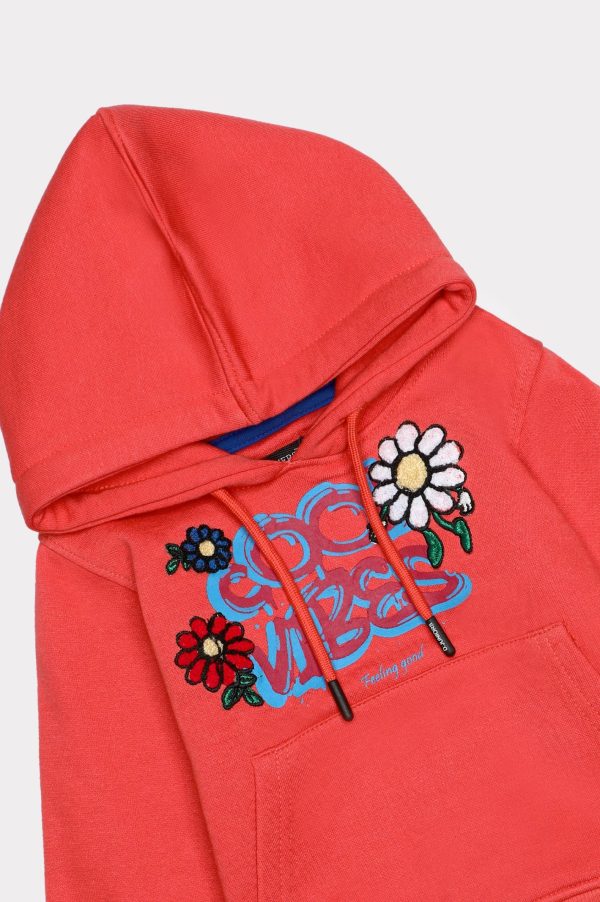 Light Pink Embroidered Girls Hoodie For Discount