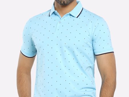 Sky Blue Printed Polo Supply