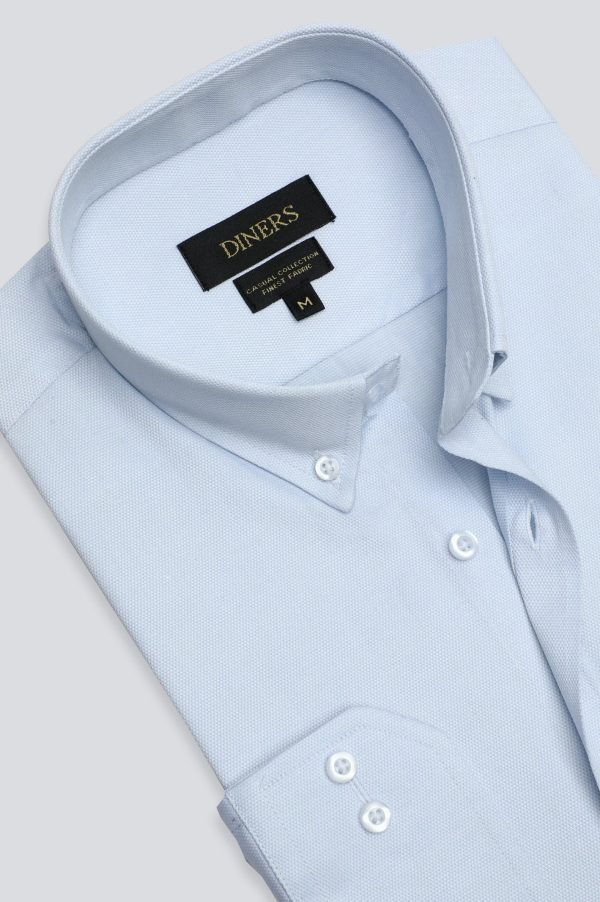 Light Blue Dobby Textured Casual Shirt Online Sale