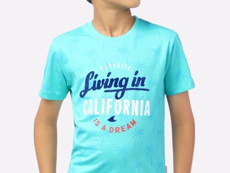 Aqua Printed T-Shirt For Discount