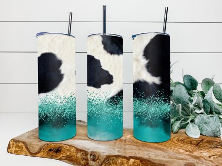 20oz Cowhide with Teal Tumbler. Online Sale