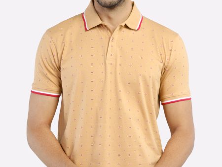 Beige All Over Printed Polo Cheap