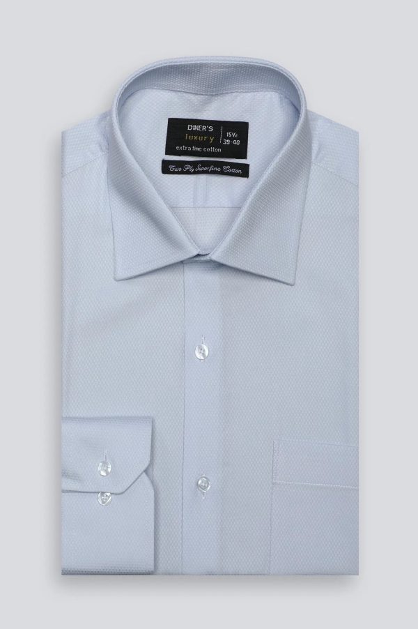 Light Blue Textured Formal Shirt For Discount