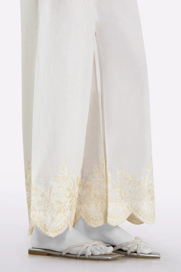 White Embroidered Trouser Online now