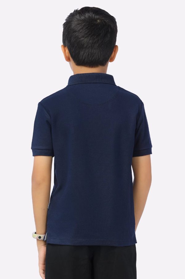 Navy Blue Logo Printed Polo Cheap