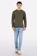 Olive Plain Round Neck Sweatshirt Online