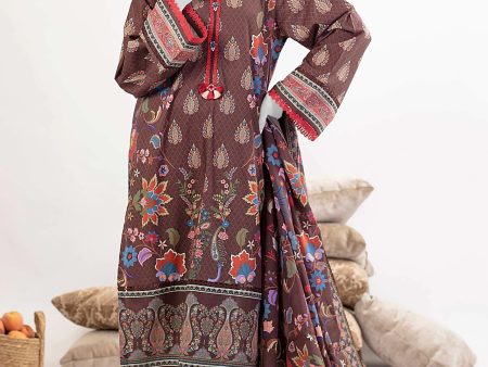 Brown Printed 3PC Unstitched Fashion