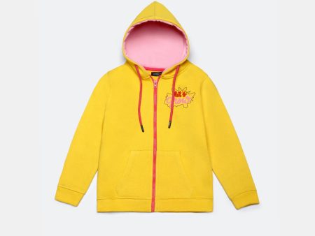 Mustard Graphic Girls Hoodie For Cheap