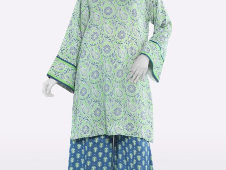 Green Printed Unstitched 2PC For Sale