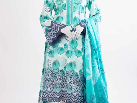 Turquoise Printed 3PC Unstitched Fashion