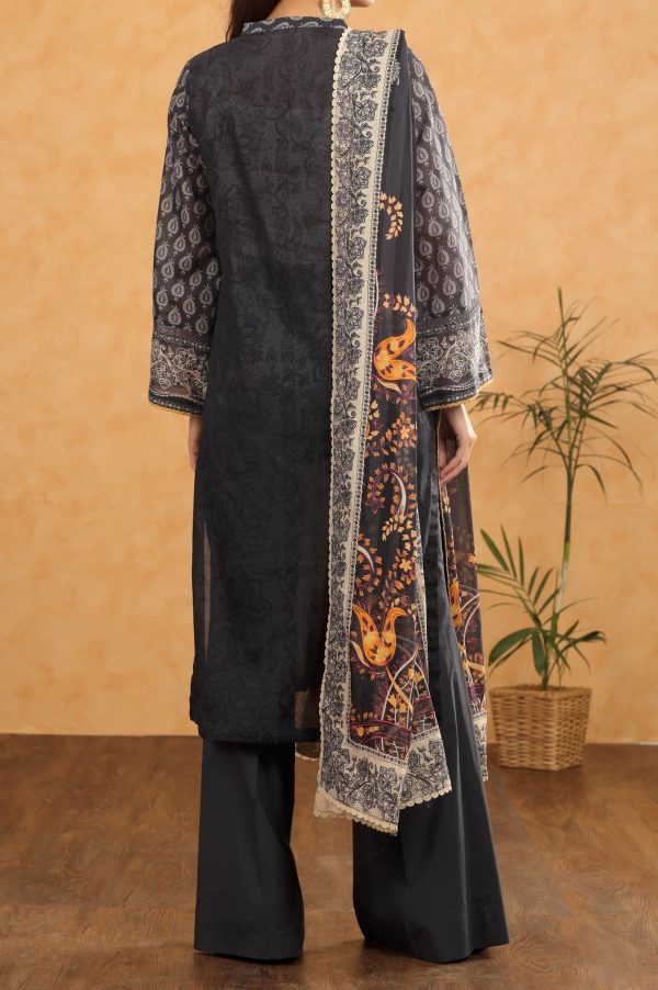 Dark Grey Printed 3PC Unstitched For Discount