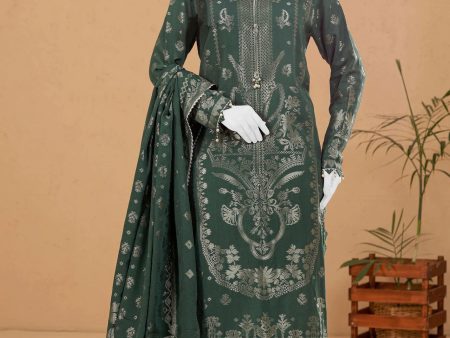 Dark Green Jacquard 3PC Unstitched Online Hot Sale