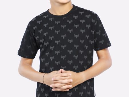 Black Graphic Printed T-Shirt For Discount