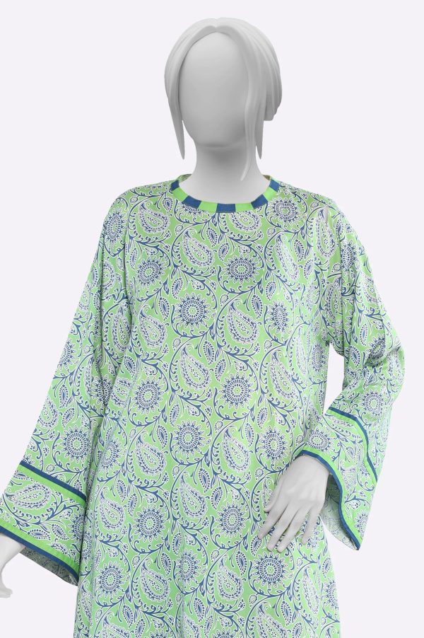 Green Printed Unstitched 2PC For Sale