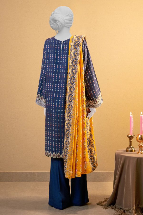 Blue Embroidered 3PC Unstitched Hot on Sale