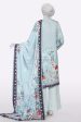 Light Blue Printed Unstitched 3PC Fashion